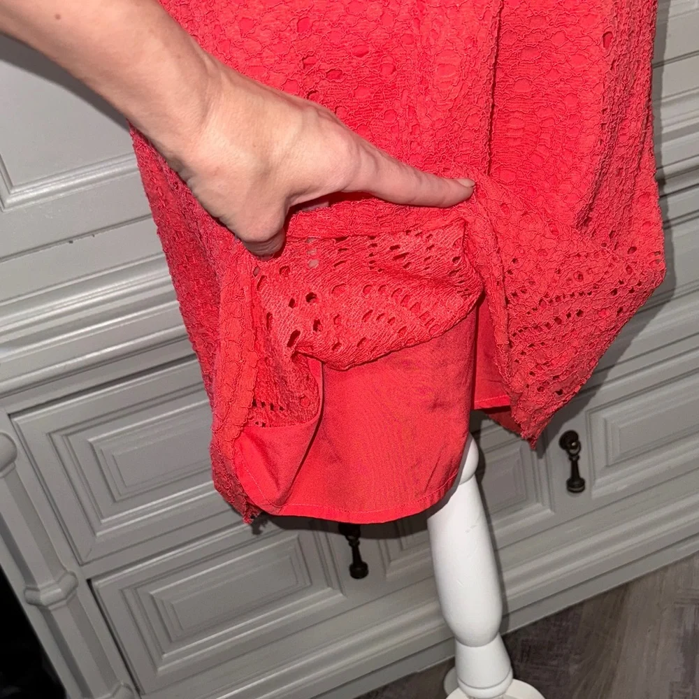 J. Crew Orange Lace Short Sleeve Dress Size 8